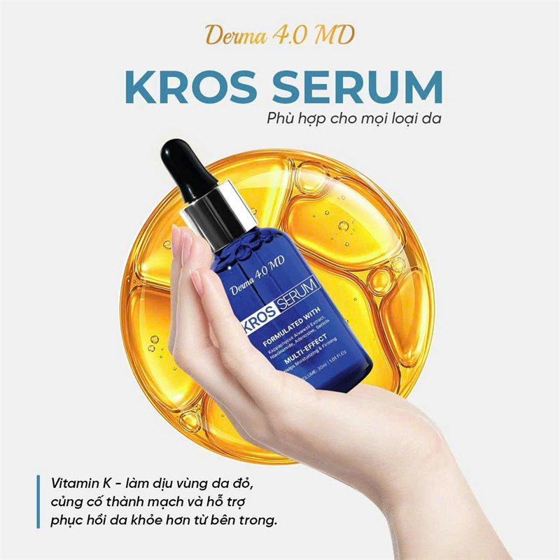 KROS Serum - phù hợp cho mọi loại da, Vitamin K làm dịu vùng da đỏ và củng cố thành mạch