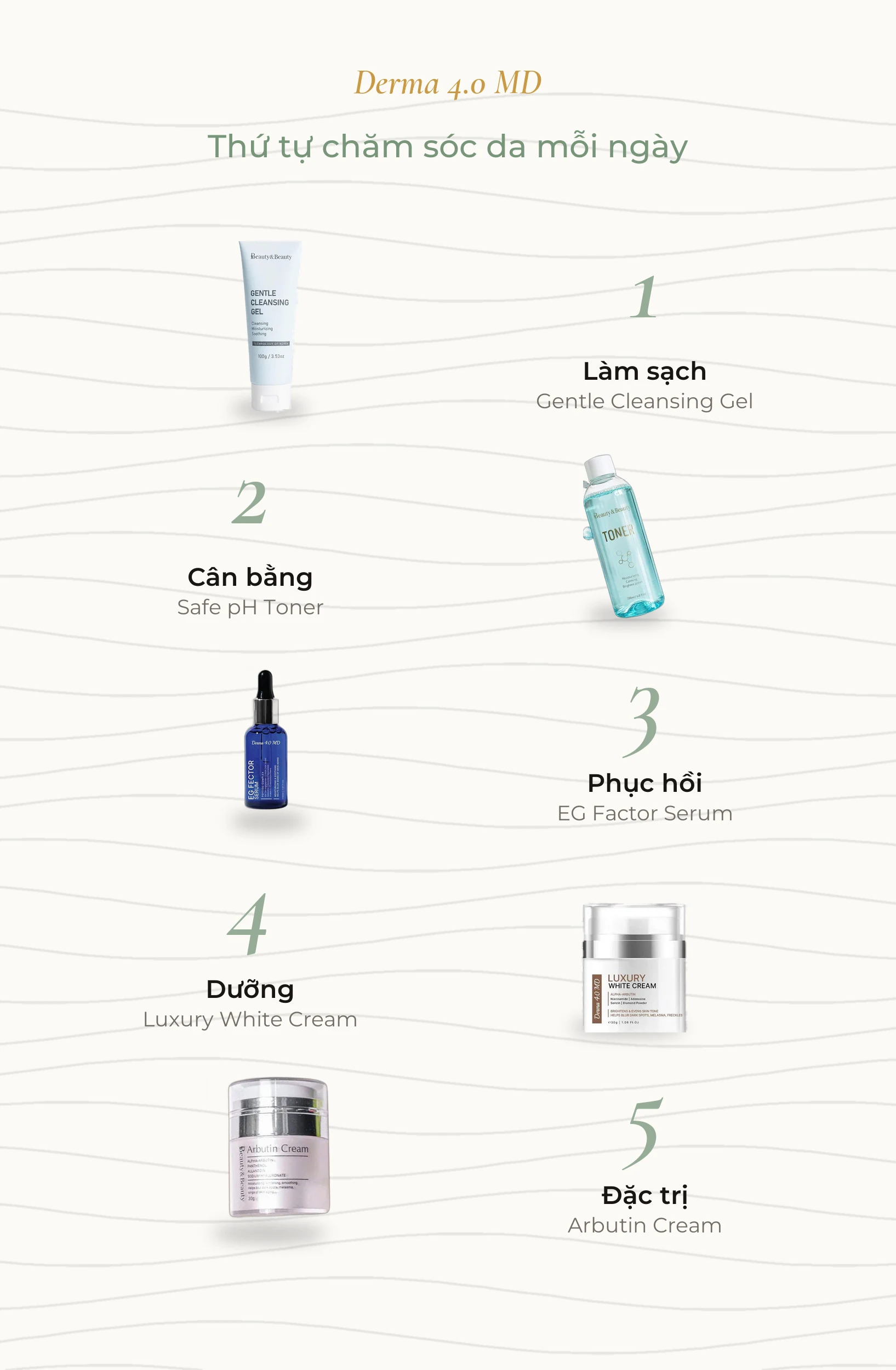 Thứ tự chăm sóc da mỗi ngày cùng Derma 4.0 MD