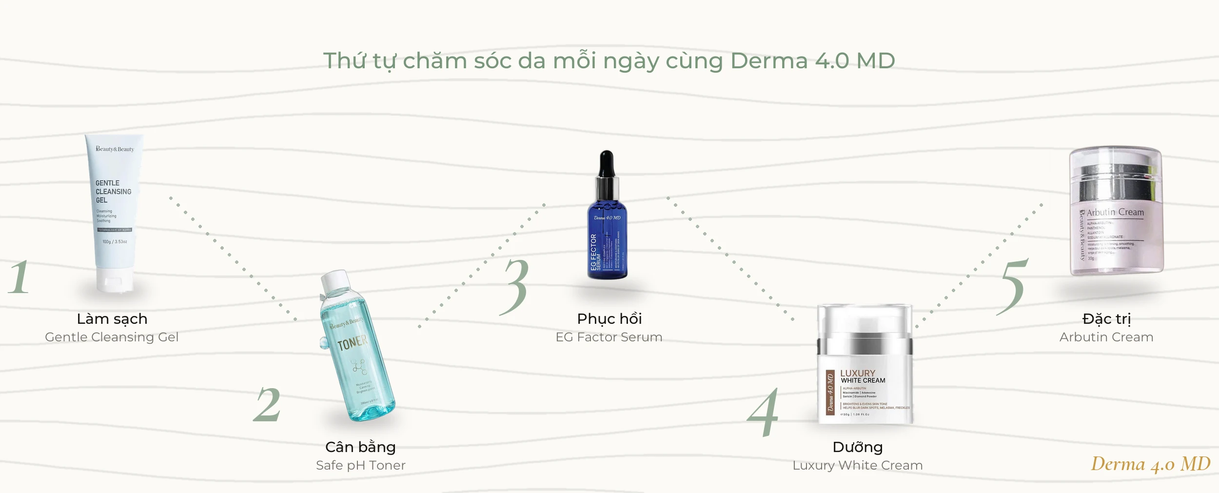 Thứ tự chăm sóc da mỗi ngày cùng Derma 4.0 MD